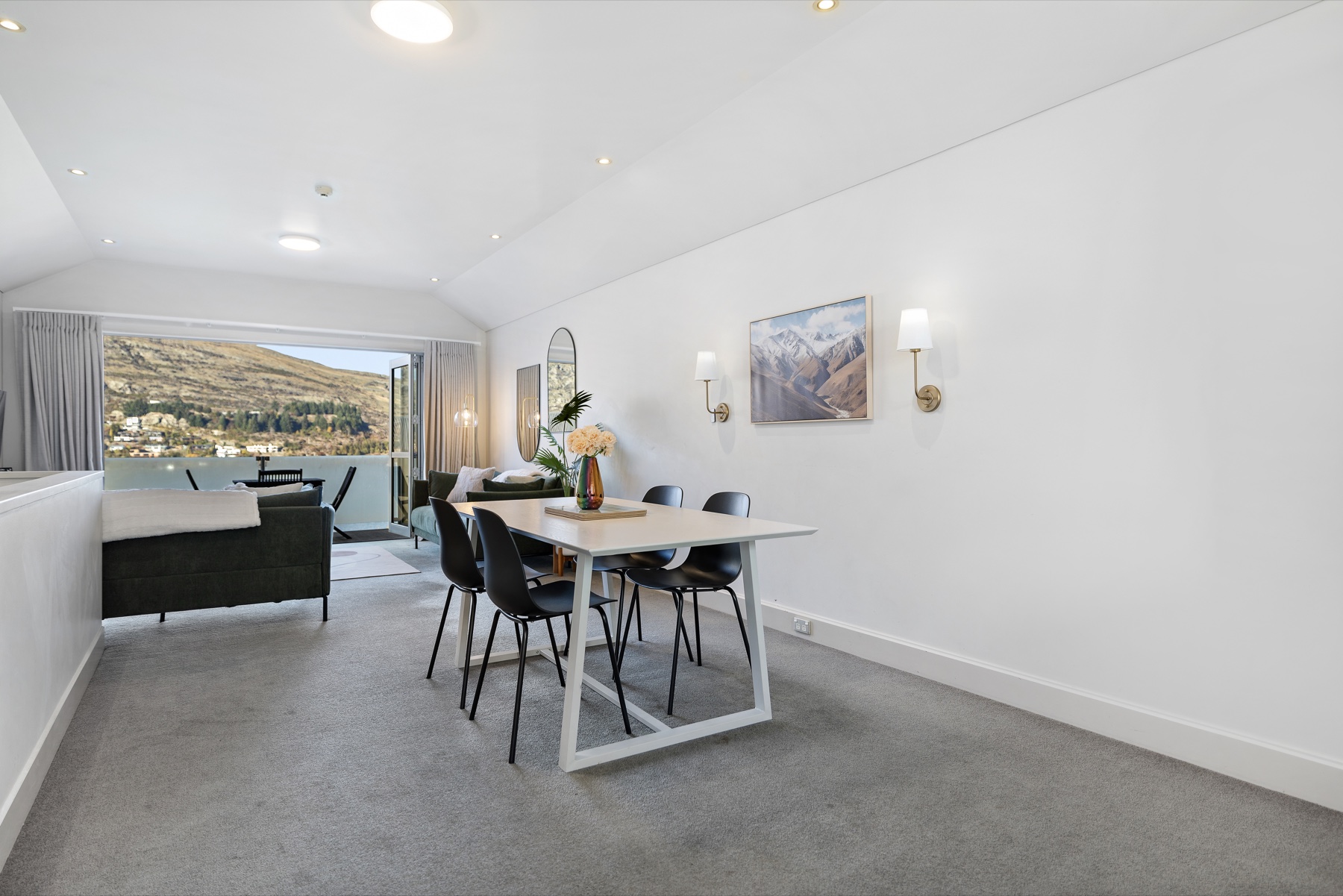 Completed living and dining space at 19 Alpine Village