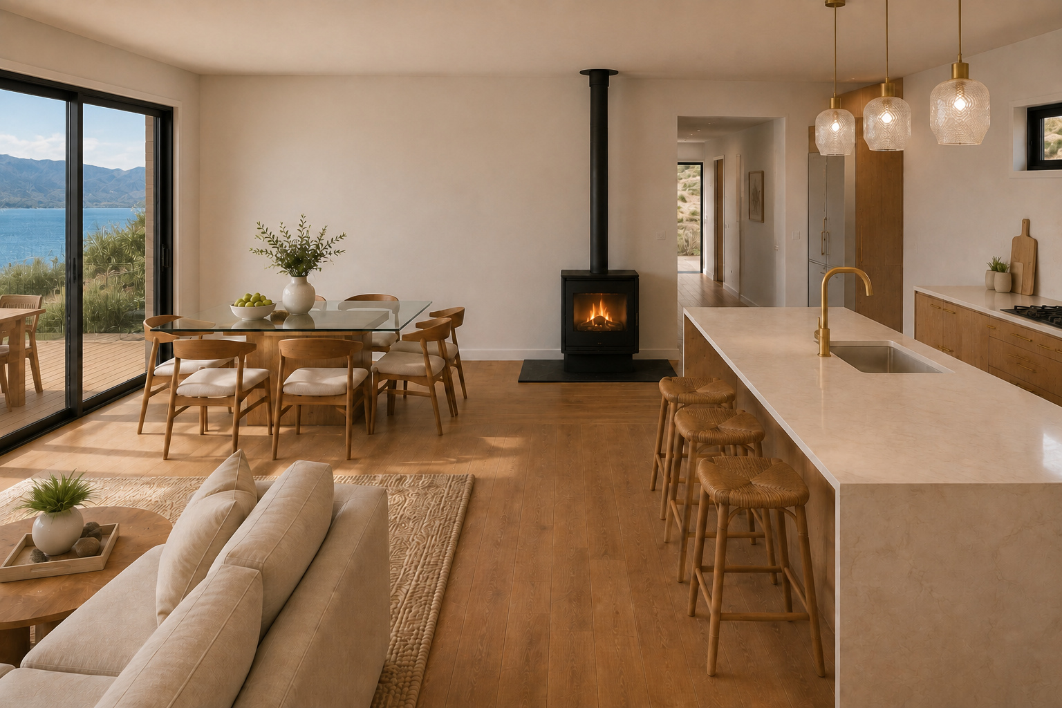 The Oak House dining room and kitchen